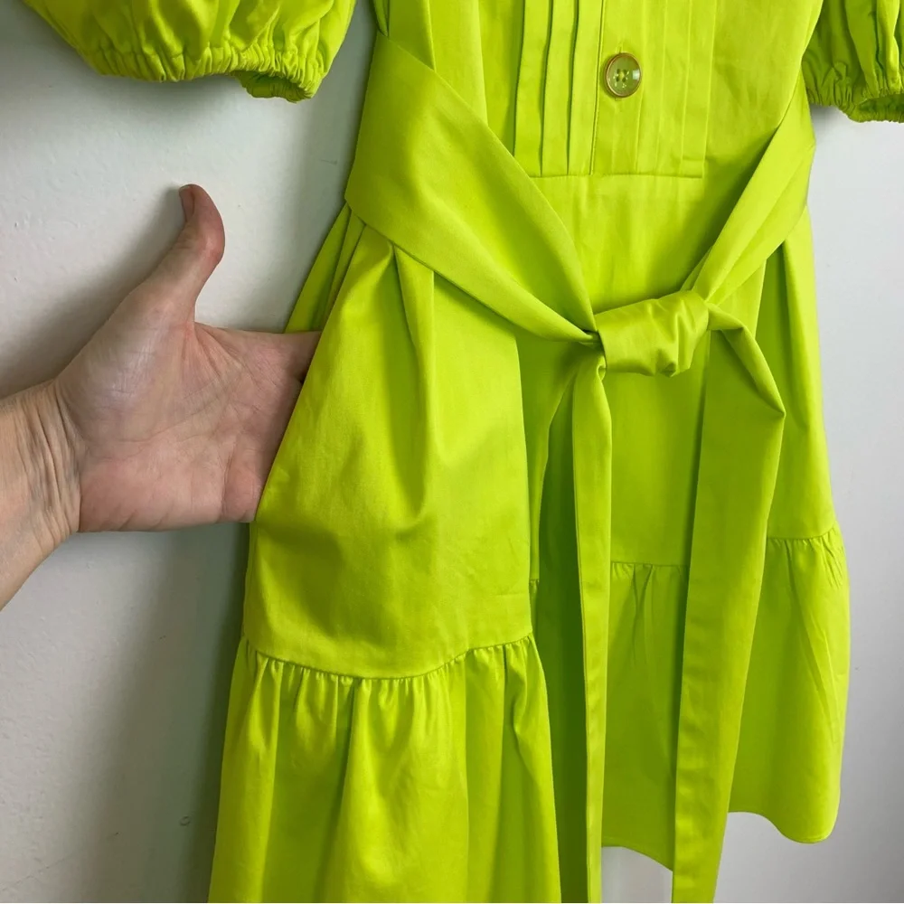 Ted Baker Sofia Ruffle Mini Dress Bright Green Size 4 - Picture 8 of 16